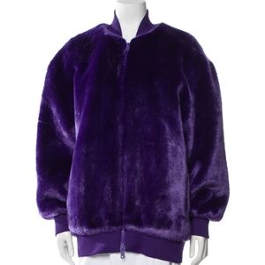 TIBI Women's Purple Faux Fur TEDDY Bomber Style Jacket LIKE NEW Fully Lined!